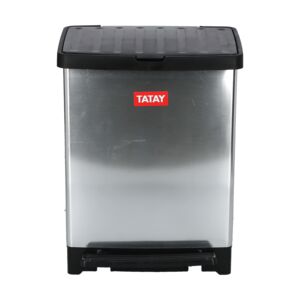 Tatay Pedal Bin Silver and Black 25 Liter